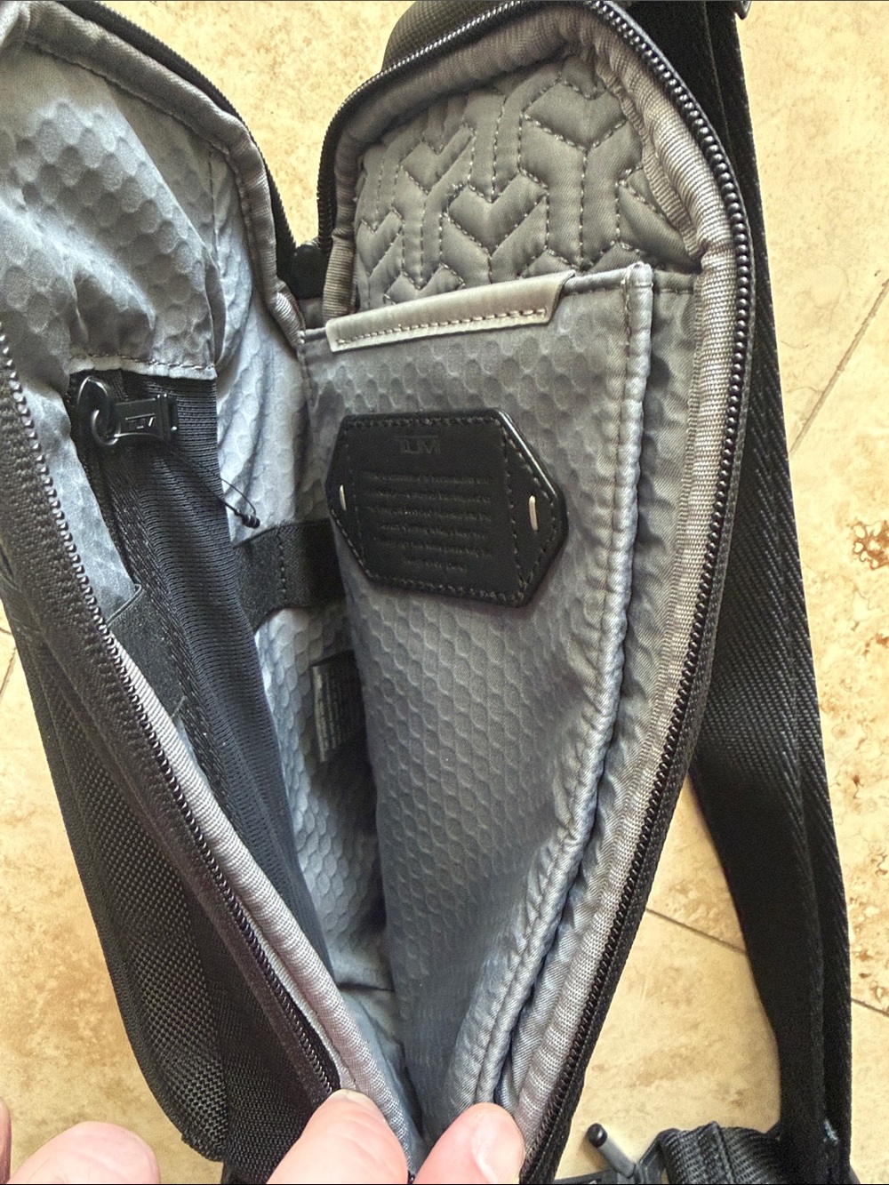 Tumi Black Sling Bag with CAM Nameplate - Picture 4 of 4